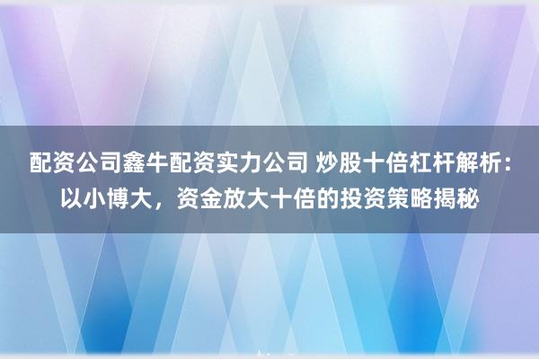 配资公司鑫牛配资实力公司 炒股十倍杠杆解析：以小博大，资金放大十倍的投资策略揭秘